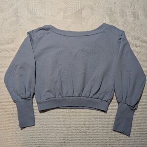 Maeve By Anthropologie Light Blue Jersey Cotton Cropped Sweatshirt